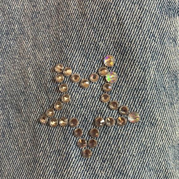 Simple Society Y2K light wash distressed stars rhinestones high rise jeans 5/27 - Picture 10 of 16